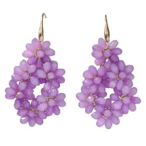 NWT HYPSY Co. Lavender Purple Azalea Crystal Gold Earrings